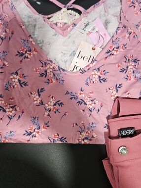 Belle Du Jour Pink Floral V-Neck Top